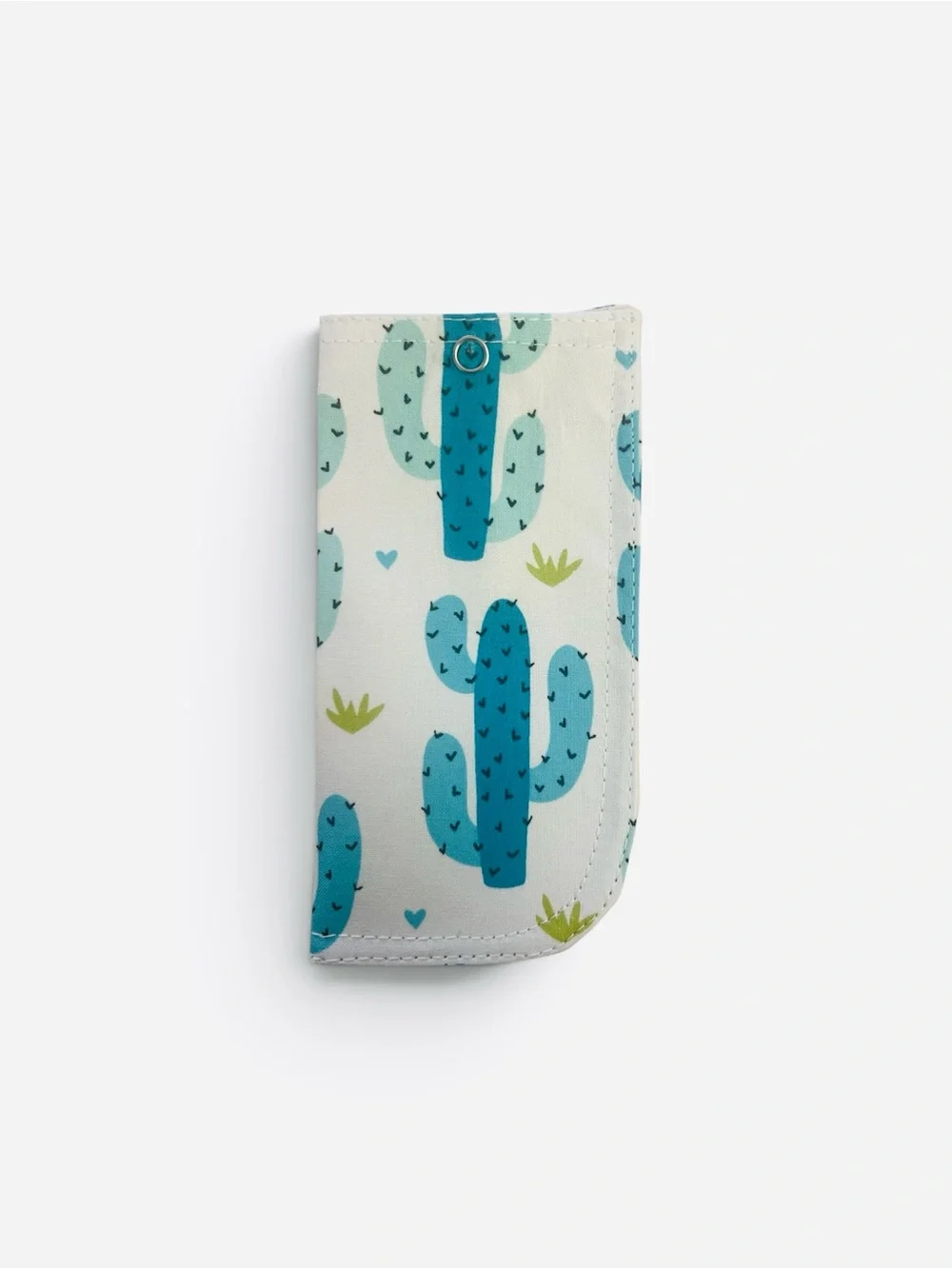 Cactus Print Sunglasses Case in Teal and White